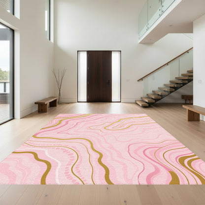 Pink Gold Marble Vein Rug