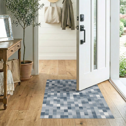 Blue Geometric Mosaic Geometric Modern Area Rug