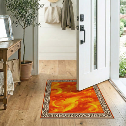 Orange Celestial Moons Area Rug