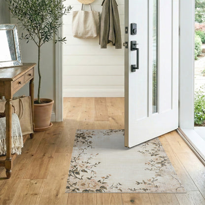 Beige Vintage Floral Area Rug