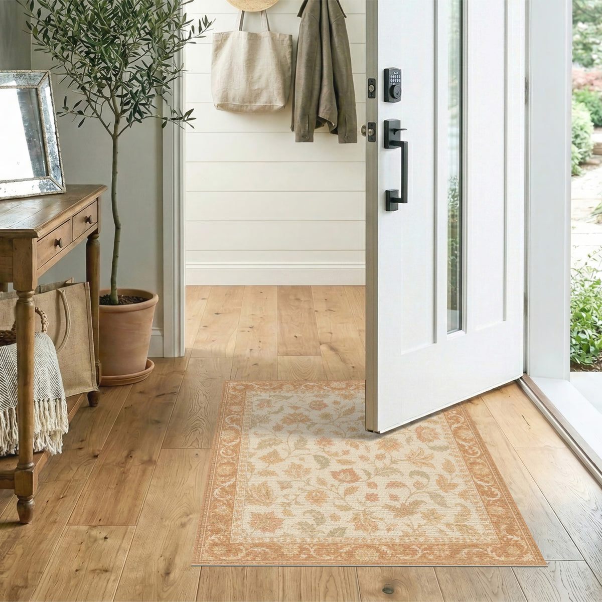 Beige Vintage Floral Vine Area Rug