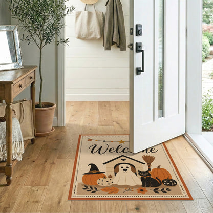 Halloween Welcome Dog and Cat Area Rug