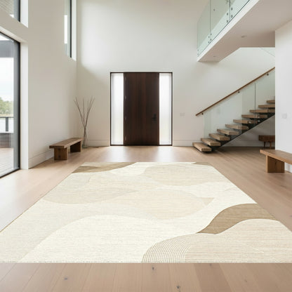 Beige Abstract Wavy Layers Rug