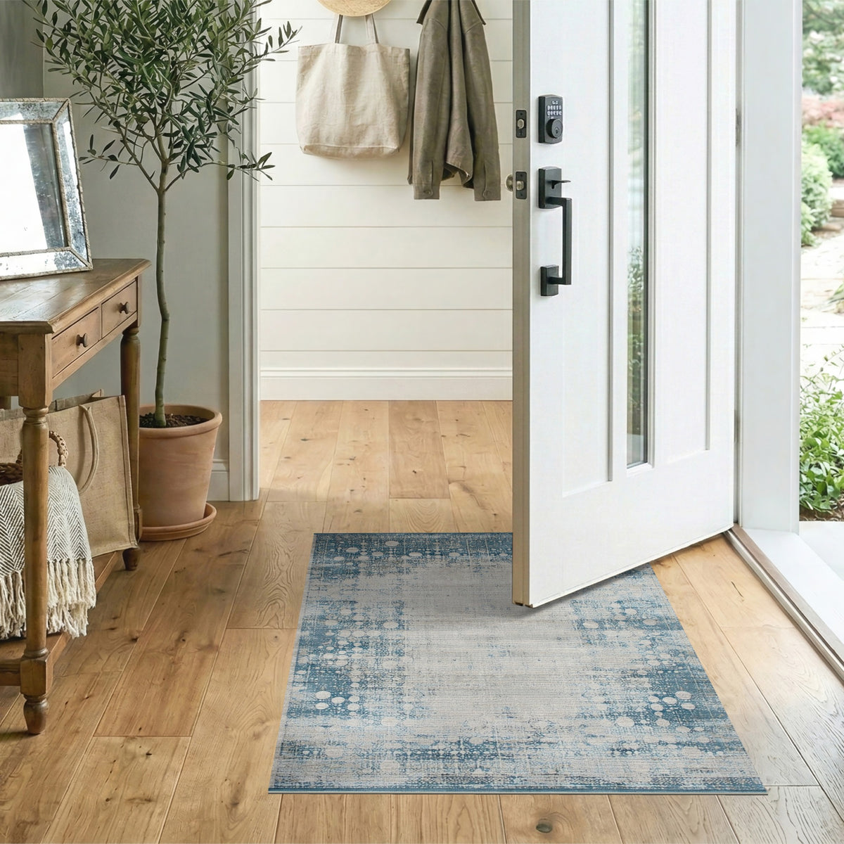 Distressed Vintage Blue Teal Distressed Vintage Area Rug