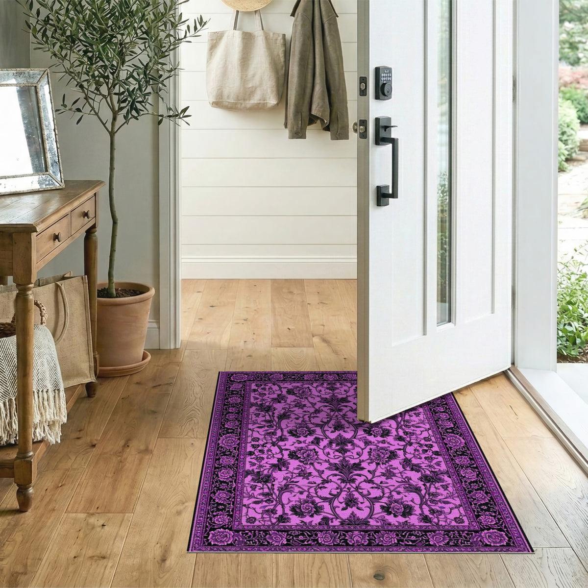 Purple Floral Vintage Area Rug