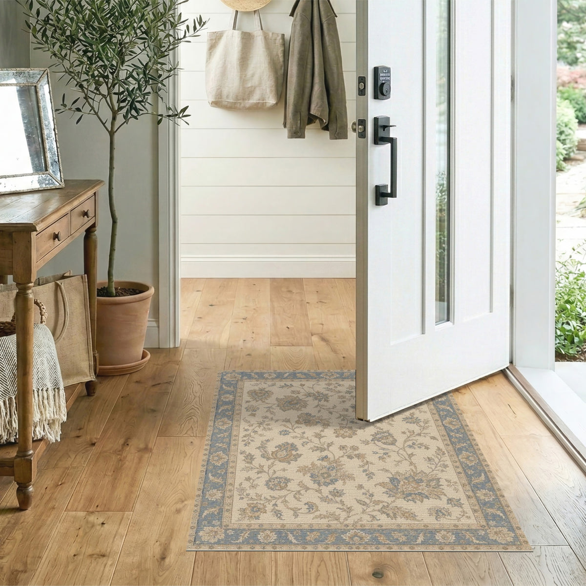 Blue Floral Vintage Area Rug
