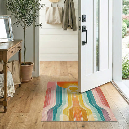 Vibrant Retro Sunburst Area Rug