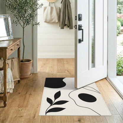 Black White Abstract Area Rug
