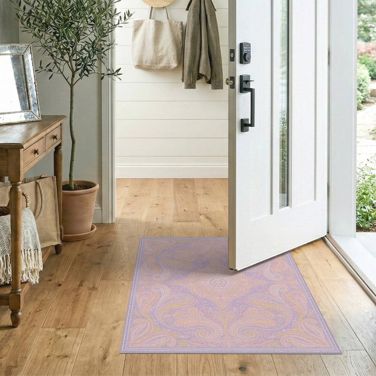 Lavender Paisley Floral Vintage Area Rug