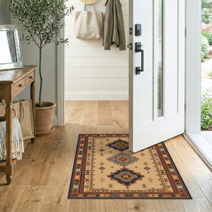 Beige Southwestern Geometric Area Rug