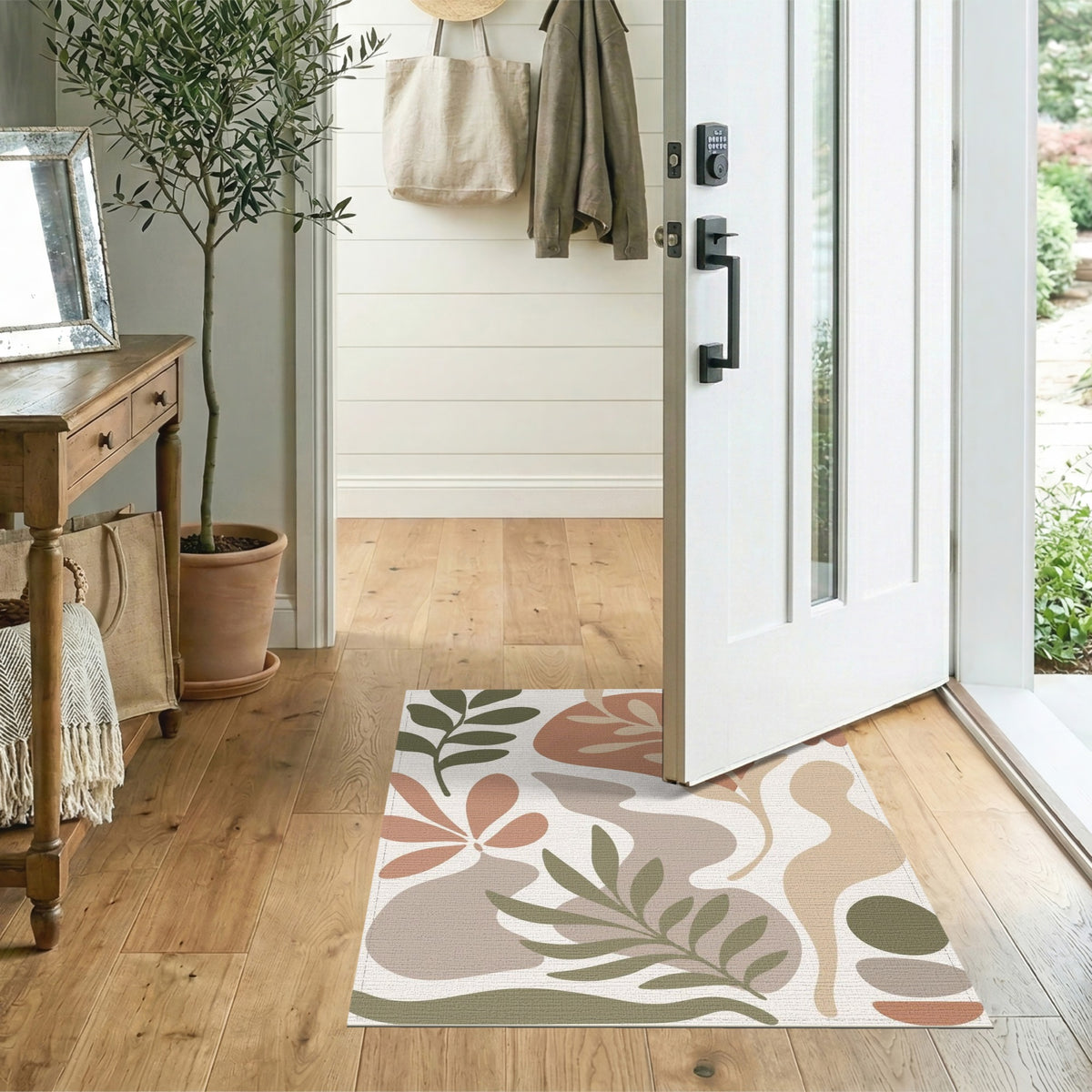Earthy Abstract Botanical Area Rug