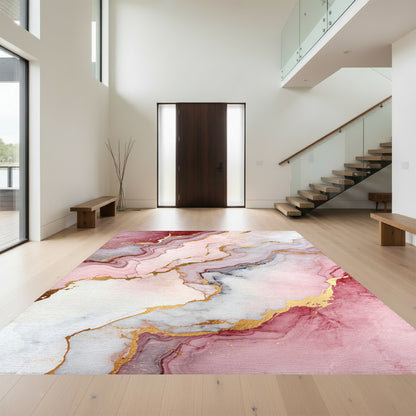 Fluid Rose Gold Marble Rug