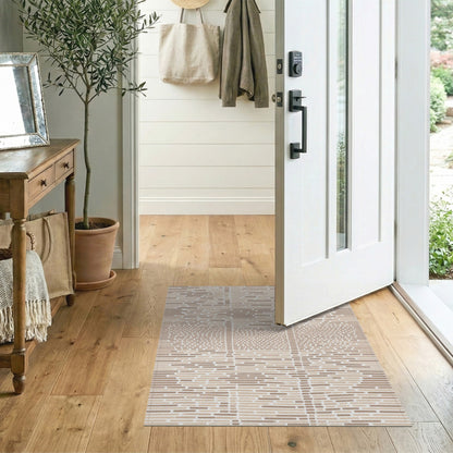 Geometric Modern Beige Geometric Lines Area Rug