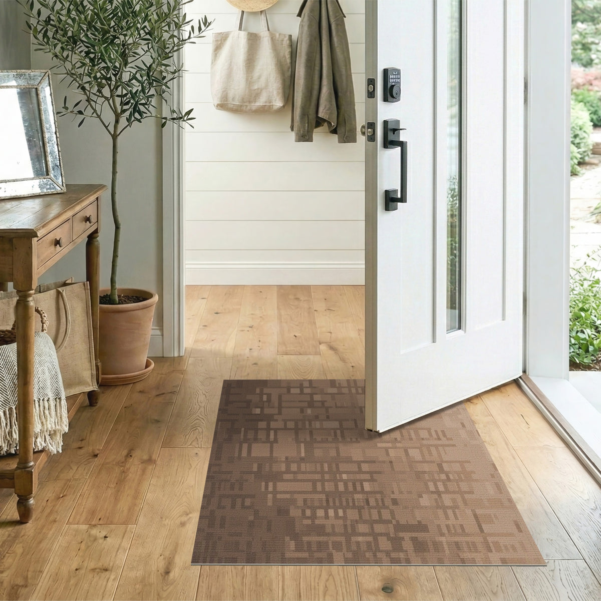 Brown Geometric Brown and Tan Area Rug