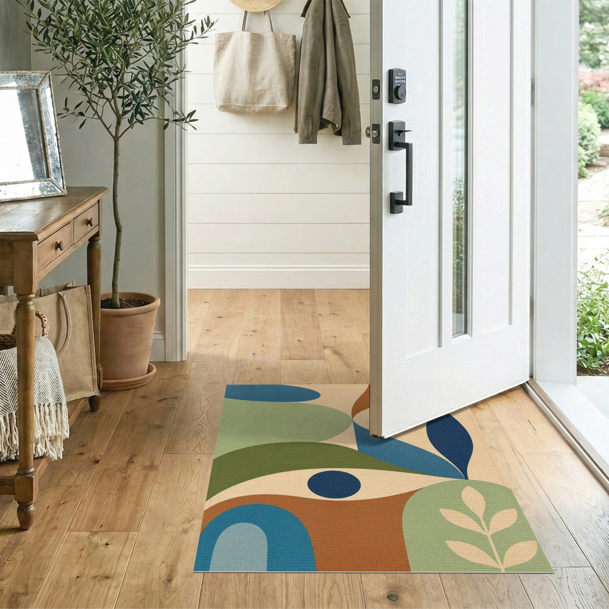 Beige Abstract Area Rug with Organic Shapes