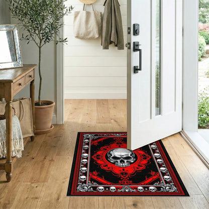 Red Skull Medallion Area Rug