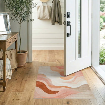 Warm Orange Wave Abstract Area Rug