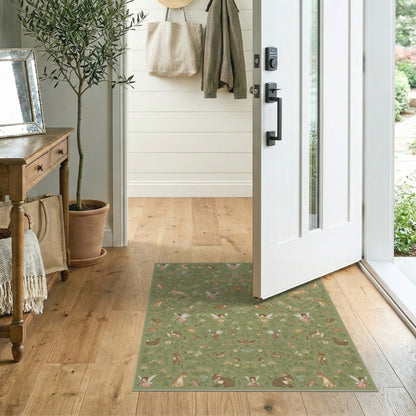 Green Fairy Forest Kids Washable Area Rug
