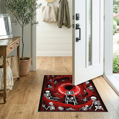 Abstract Area Red Skeleton Vortex Area Rug