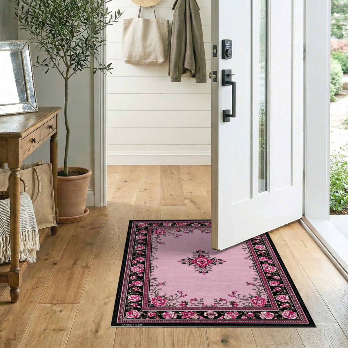 Pink Rose Floral Vintage No. 31 Area Rug