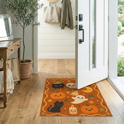 Orange Cute Halloween Orange Kids Cartoon Rug