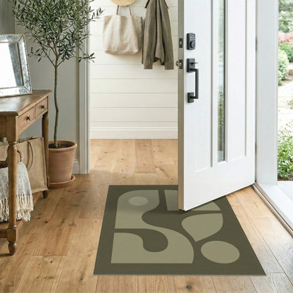 Olive Green Abstract Area Rug