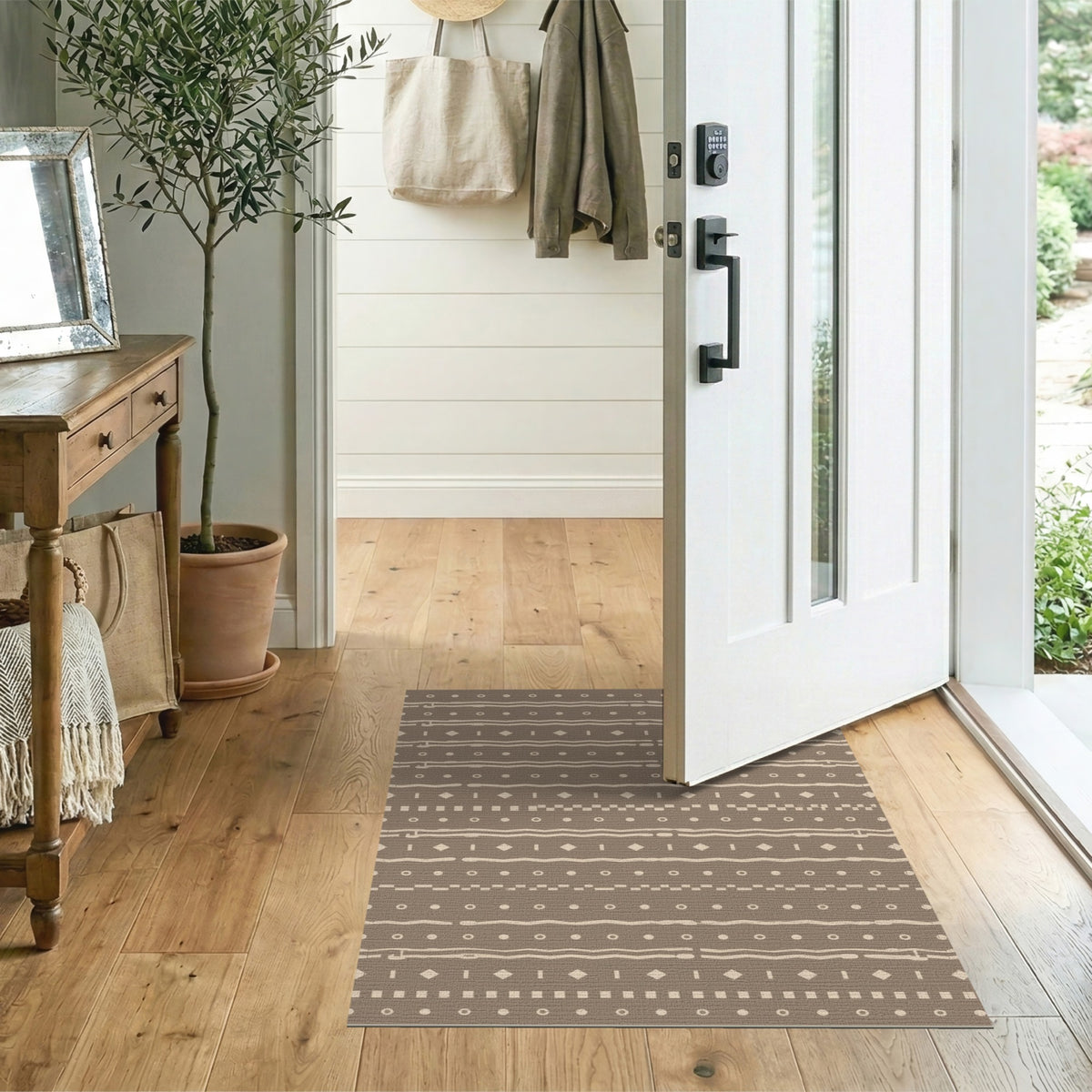 Brown Tan Heritage Tribal Area Rug