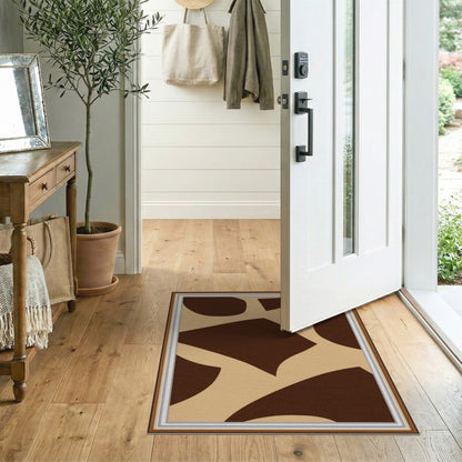 Brown Abstract Area Rug in Tan Beige