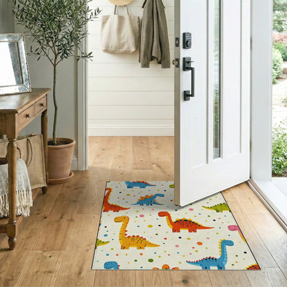 Kids Cartoon Colorful Dinosaur Kids Cartoon Area Rug