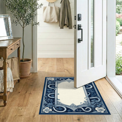 Blue Floral Serpent Vintage Area Rug