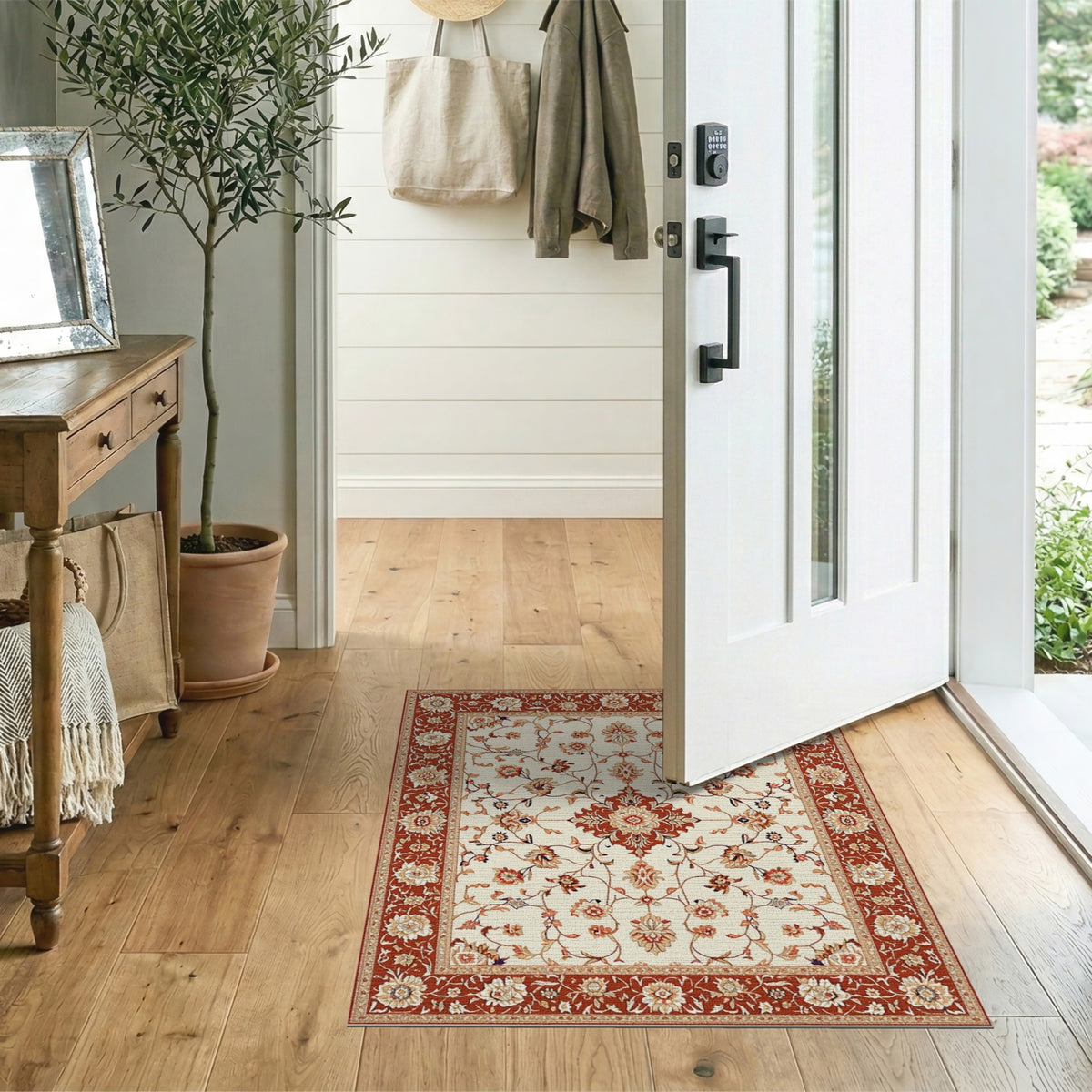 Floral Red Floral Traditional Persian Area Rug