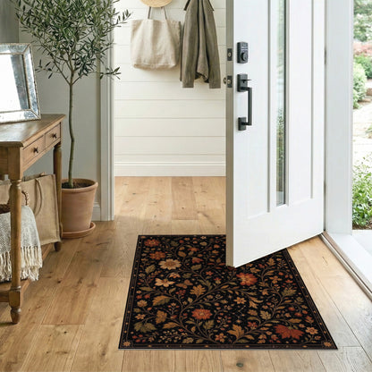 Celestial Floral Area Rug with Moon and Butterflies