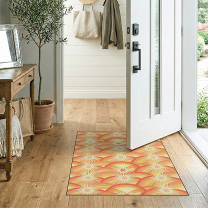 Orange Sunburst Wave Area Rug