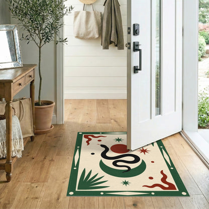 Green Snake Moon Abstract Area Rug