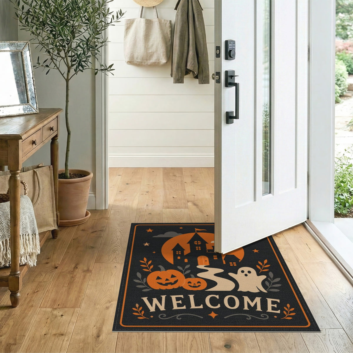 Halloween Welcome Ghost Pumpkin Area Rug