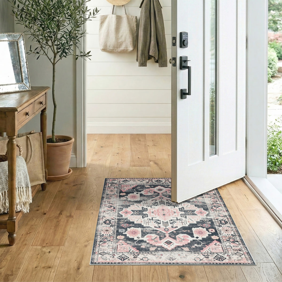 Pink Distressed Vintage Pink Area Rug