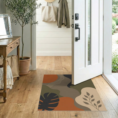 Earthy Abstract Leaf Area Rug
