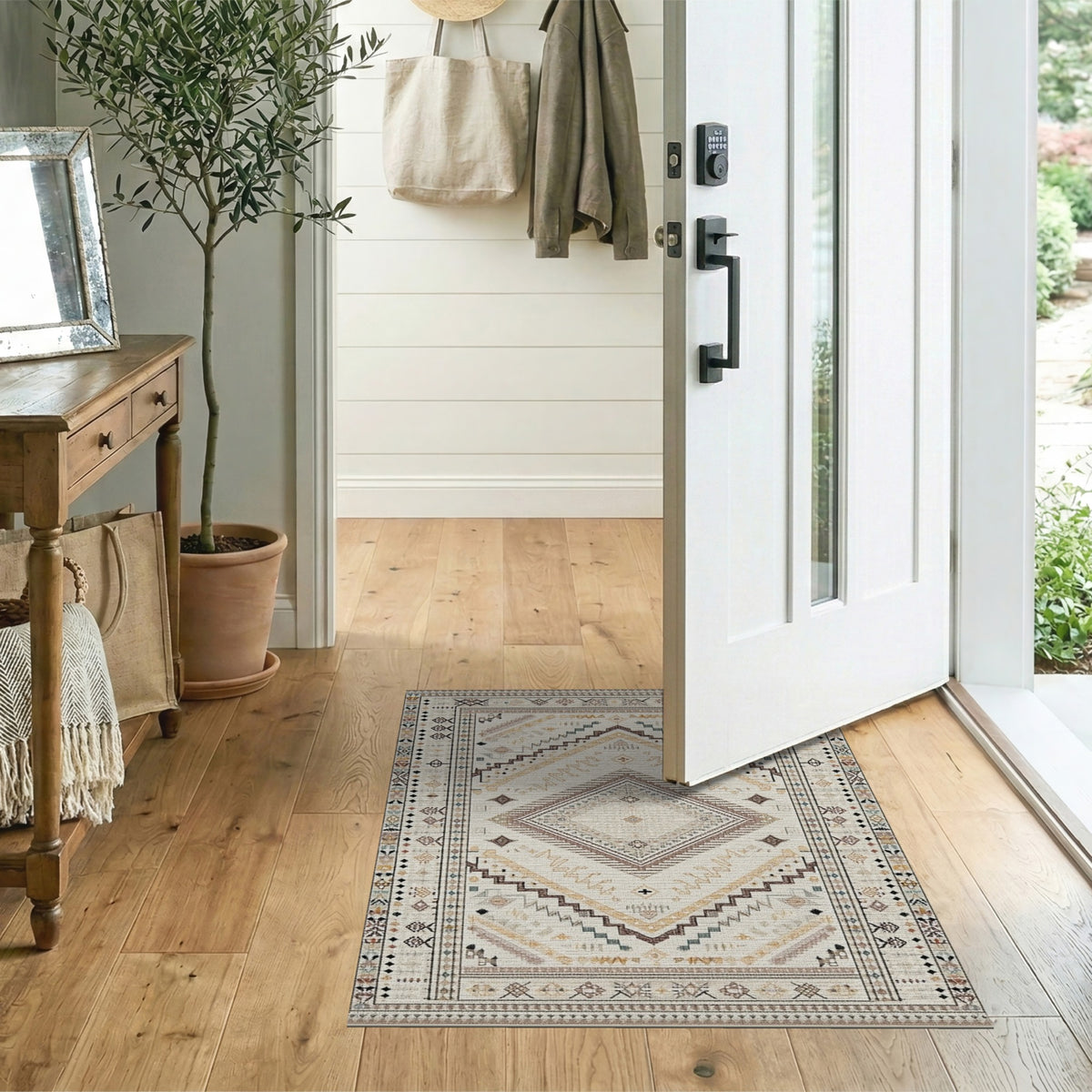 Beige Southwestern Geometric Area Rug
