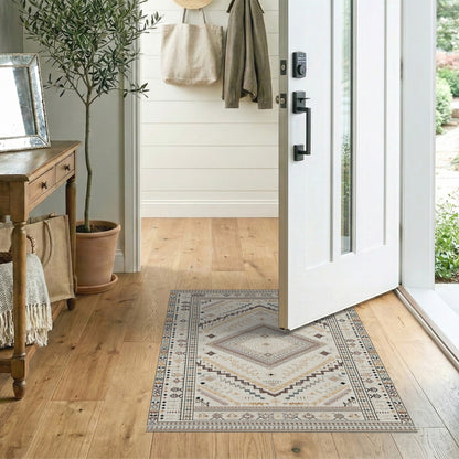 Beige Southwestern Geometric Area Rug