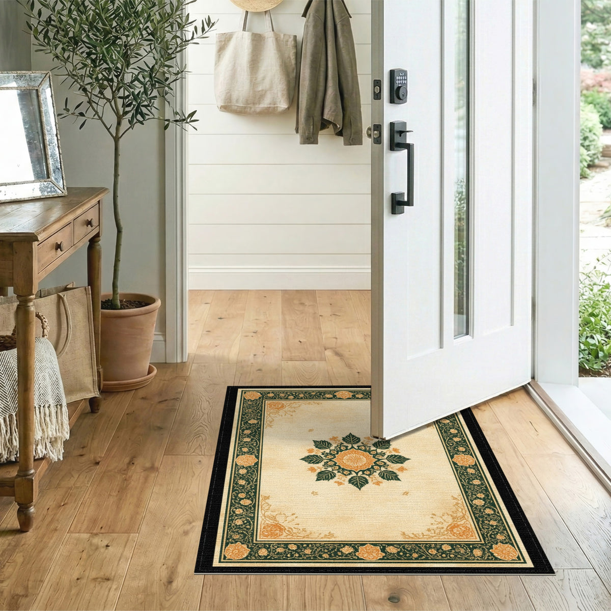 Floral Vintage Floral Medallion Beige Area Rug