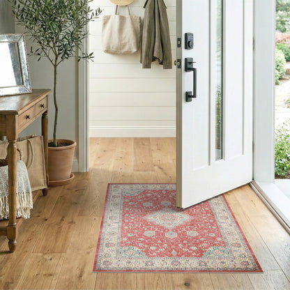 Red Persian Floral Medallion No. 26 Area Rug