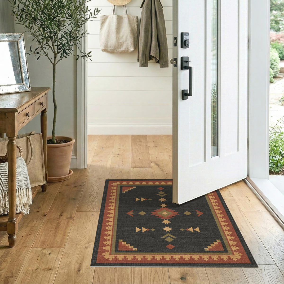 Southwestern Geometric Brown and Tan Area Rug
