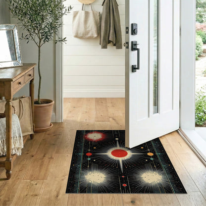 Cosmic Red Burst Washable Area Rug