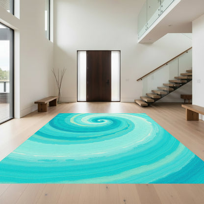 Teal Spiral Swirl Rug