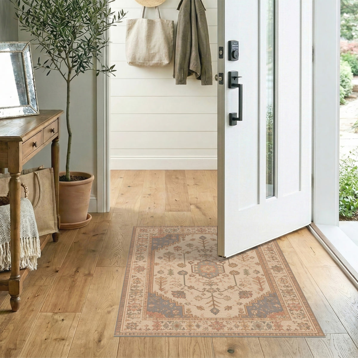 Beige Traditional Persian Floral Medallion Area Rug