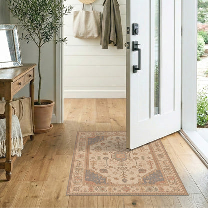 Beige Traditional Persian Floral Medallion Area Rug