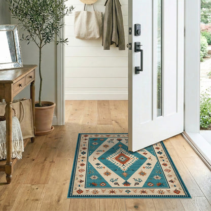 Heritage Tribal Teal Diamond Area Rug