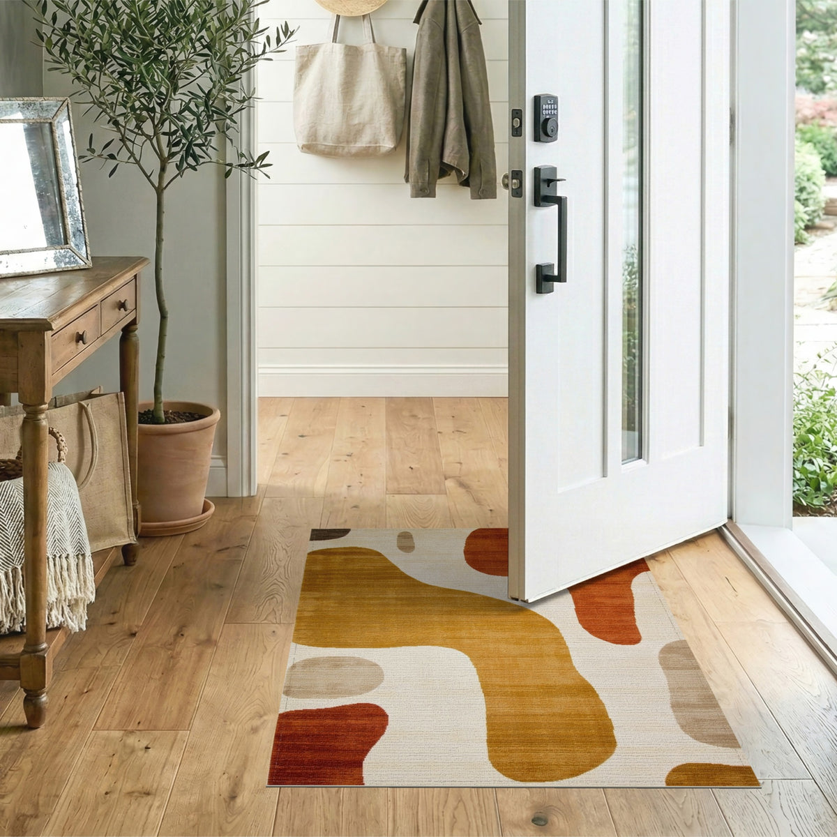 Abstract Area Organic Abstract Brown Area Rug