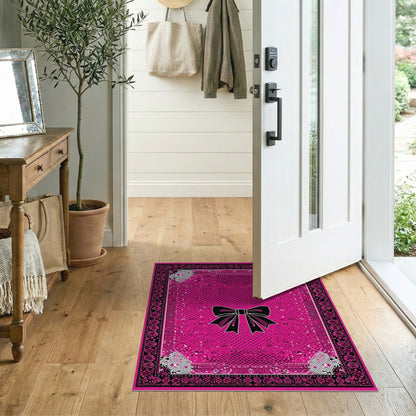 Pink Bow Polka Dot Area Rug