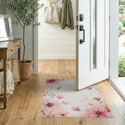 Blush Pink Floral Vintage Area Rug